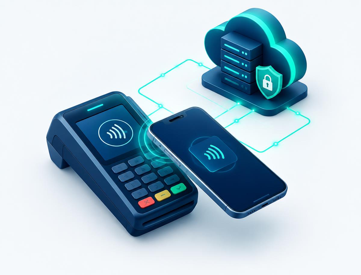 Payment terminal and smartphone connected to a secure cloud